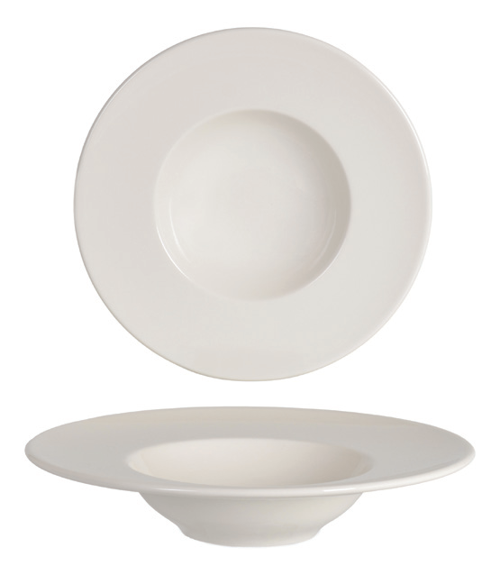Cream Valencia Pasta Plate — catalogue design photograph