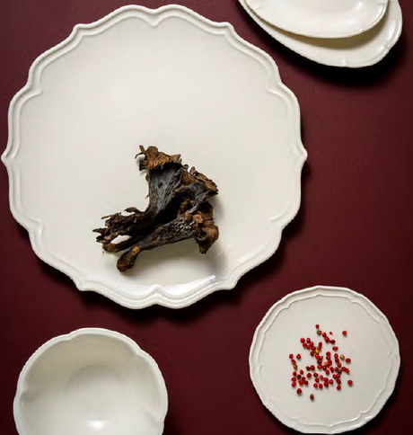 Nicole collection plates and bowl with delicate relief detailing